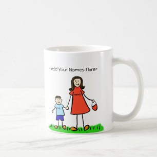 Mammie en zoon - Brunette Family Custom Coffee Mug Koffiemok