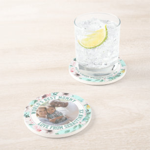 Mammie Gepersonaliseerd fotosjabloon bloem Zandsteen Onderzetter