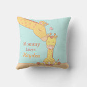 Mammie Giraffe en Baby Calf Nursery Room Decor Kussen (Achterkant)