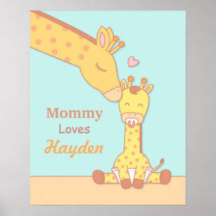 Mammie Giraffe en Baby Calf Nursery Room Decor Poster