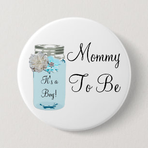 Mammie is Blauwe Mason Jar Rustic Shabby Button