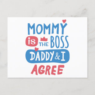 Mammie is de baas papa en ik ben het ermee eens briefkaart