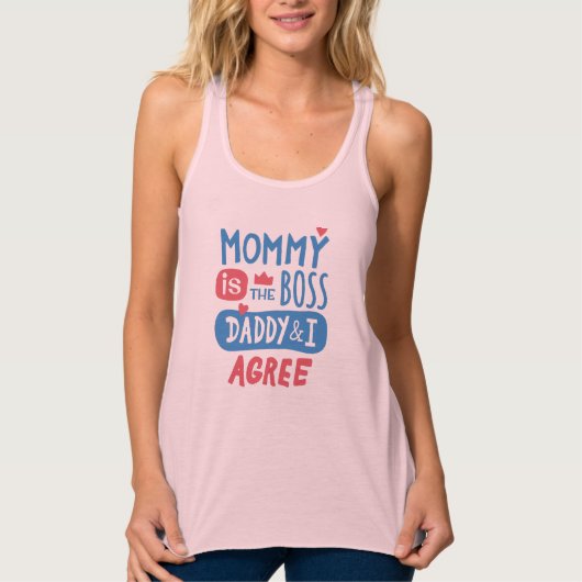 Mammie is de baas papa en ik ben het ermee eens tanktop (Voorkant)