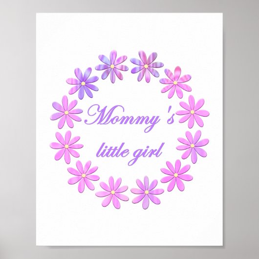 Mammie klein meisje (roze bloemen) poster (Voorkant)