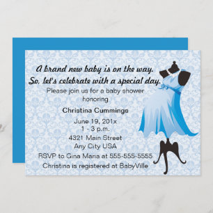 Mammie Mannequin Baby shower Invitation (blauw) Kaart