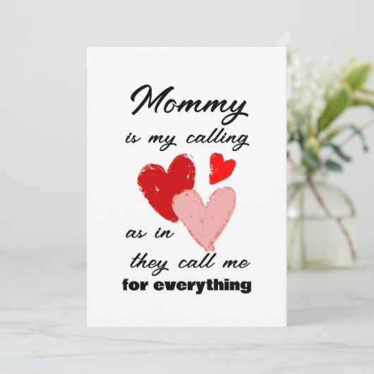 Mammie Moederdag Funny Quote Red Pink Hearts Kaart (Staand voorkant)