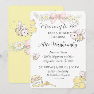 Mammie naar Bij roze strik meisjes baby shower uit