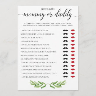 Mammie of papa Baby shower Game Greenery Theme