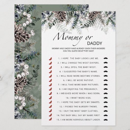 Mammie- of papa-baby-spel (Voorkant / Achterkant)