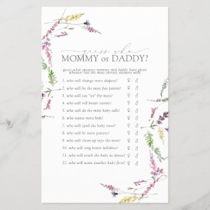 Mammie of papa Game Pastel Wildflower Shower Flyer