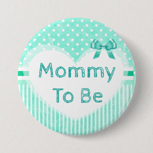Mammie om Baby shower Button blauw te worden