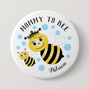 mammie om blauwe bloemen te worden ronde button 7,6 cm