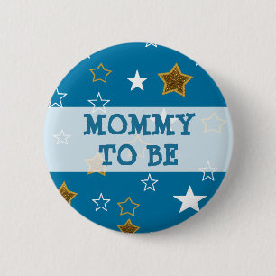 Mammie om Blauwe en Gouden Stars Button te zijn