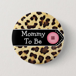 Mammie om een Baby shower te worden van de Leopard Ronde Button 5,7 Cm