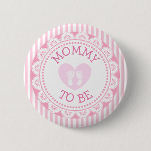 Mammie om roze Baby shower Button te worden