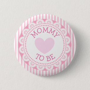 Mammie om roze Baby shower Button te worden