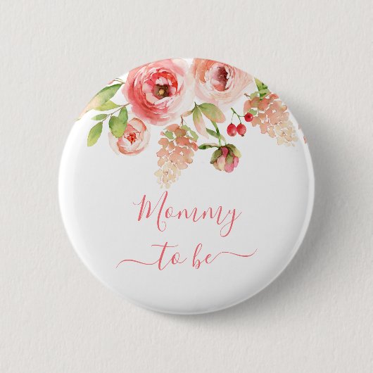 Mammie om roze Rose Floral Greenery te worden Nieu Ronde Button 5,7 Cm (Voorkant)
