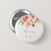 Mammie om roze Rose Floral Greenery te worden Nieu Ronde Button 5,7 Cm (Voorkant /achterkant)