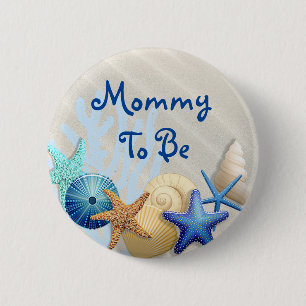 Mammie om te worden, Baby shower met bloem Ronde Button 5,7 Cm