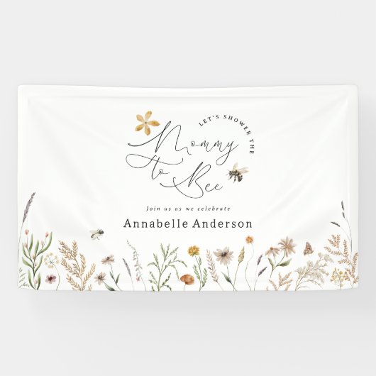Mammie om wilde bloem baby shower spandoek (Horizontaal)
