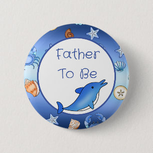 Mammie wordt Baby shower van het thema "Beach" Ronde Button 5,7 Cm