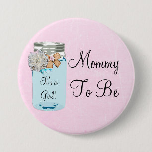 Mammie wordt Blauwe Mason Jar Rustic Button