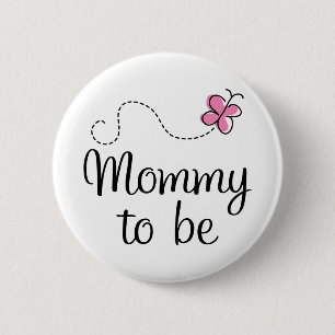 Mammie wordt roze vlinder ronde button 5,7 cm