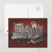 Mammiekat met Briefkaart van Kittens (Voorkant / Achterkant)