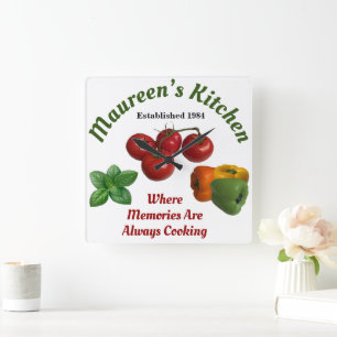 Mammie's Keuken 'Jouw naam toevoegen' Vierkante Klok