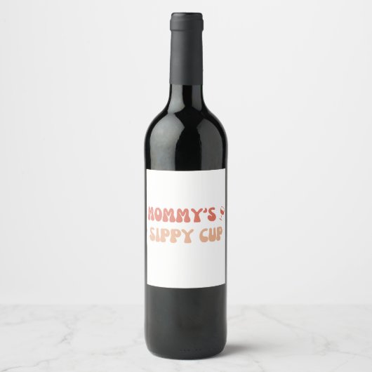 Mammie's Sippy Cup - Funny Wine Labels for New Mom Wijn Etiket (Voorkant)