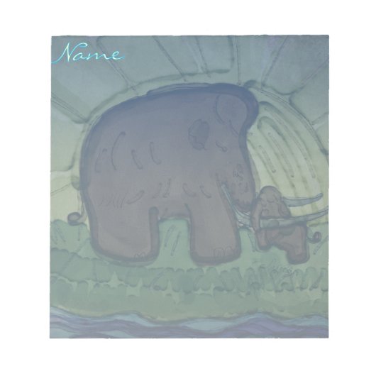 Mammoet met kalf notitieblok (Voorkant)