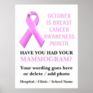Mammogram medische maand roze lint poster