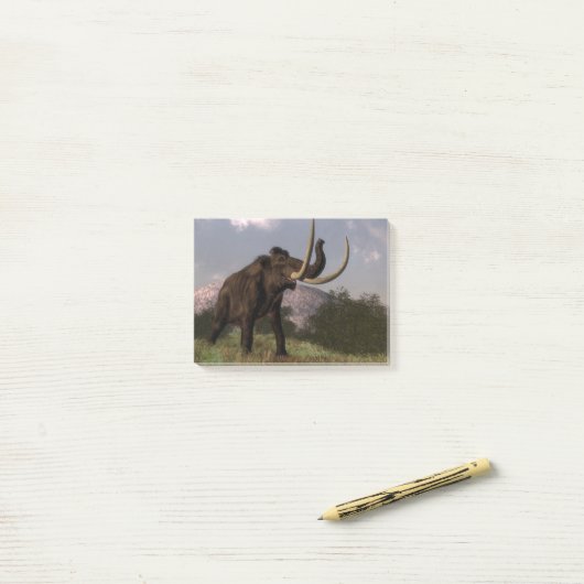 Mammoth - 3D rendering Post-it® Notes (Op bureau)
