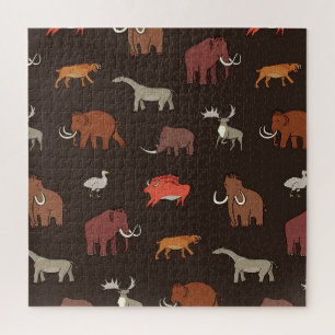 Mammoth Era: Prehistorisch thema patroon. Legpuzzel