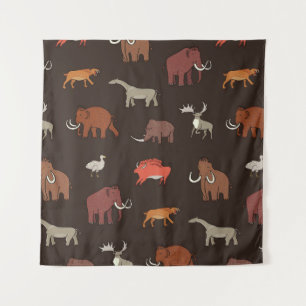 Mammoth Era: Prehistorisch thema patroon. Wandkleed