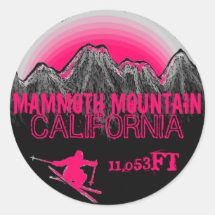 Mammoth Mountain California roze ski art stickers