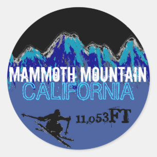 Mammoth Mountain California ski blauwe kunst stick Ronde Sticker