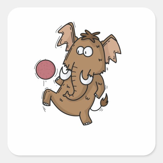 Mammut spielt Fußball Vierkante Sticker (Voorkant)