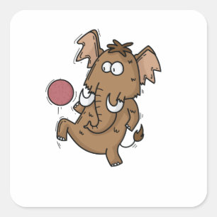 Mammut spielt Fußball Vierkante Sticker