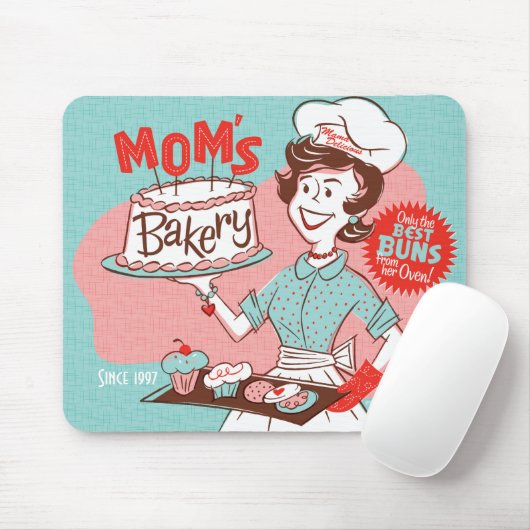 Mam's Bakery Retro Moederdag Mousepad Muismat (Met muis)