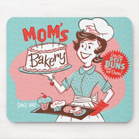 Mam's Bakery Retro Moederdag Mousepad Muismat (Voorkant)
