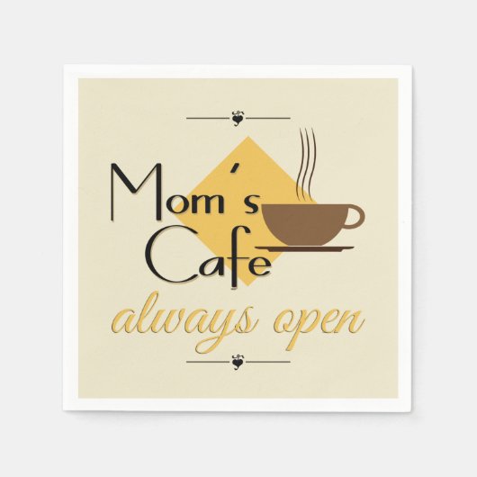 Mam's cafe altijd open servetten (Voorkant)