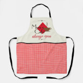 Mam's Cafe Red en White Gingham Check Pattern Schort (Voorkant)