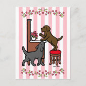 Mam's Chocolade Lab en Black Lab Briefkaart (Voorkant)