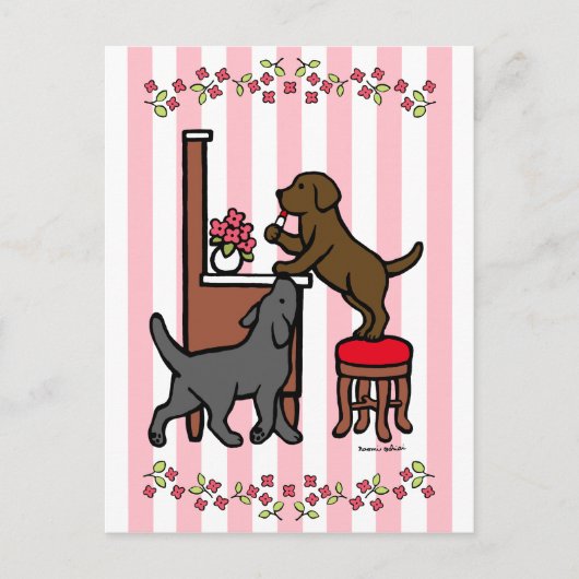 Mam's Chocolade Lab en Black Lab Briefkaart (Voorkant)