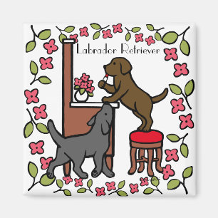 Mam's Chocolade Lab en Black Lab Magneet