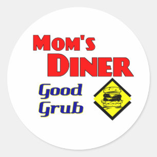 Mam's Diner Good Grub Retro Restaurant Ronde Sticker