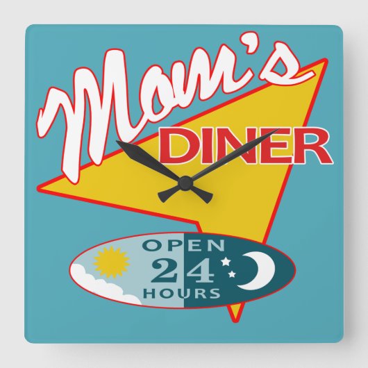 Mam's Diner Vierkante Klok (Voorkant)