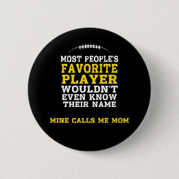 Mam's favoriete Football Player Black & Gold Butto Ronde Button 5,7 Cm