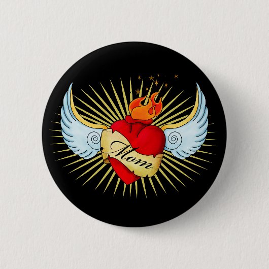 Mam's hart ronde button 5,7 cm (Voorkant)